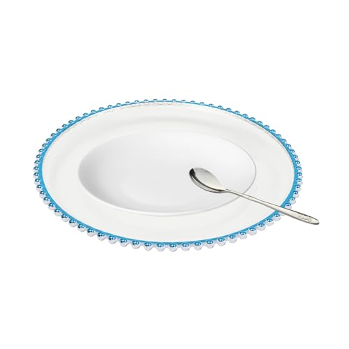 25 Platos Cargadores Redondos Descartables Azul 13 in miniatura 2