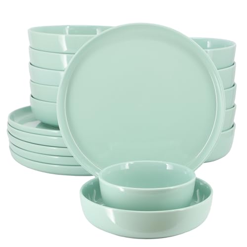 Elama Duncan - Vajilla de porcelana de 18 piezas, servicio para 6 personas (menta)