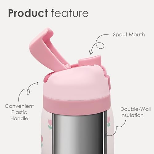 Image of Tulip Insulated Stainless Steel Water Bottle with Straw for Sports and Travel, 32oz, Gifts for Women Girls Friends Teens Birthday Christmas (Pink)