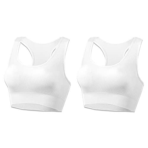 AMRIY Racerback Sports Bras for Women Medium Support Padded Bra Seamless Women's Sports Wireless Bra