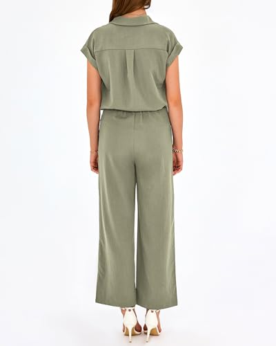 PRETTYGARDEN Womens 2 Piece sets Summer Cap Sleeve Tops Palazzo Pants Dressy Casual Vacation Travel Outfits Tracksuits(Bean Green,Small) — view 2