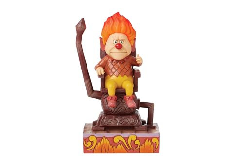 Enesco The Year Without a Santa Claus by Jim Shore Heat Miser Sitting on Throne Lit Figurine- Stone Resin Hand Crafted Collectible Figurines Christmas Home Decor Statue, 6.69 Inch