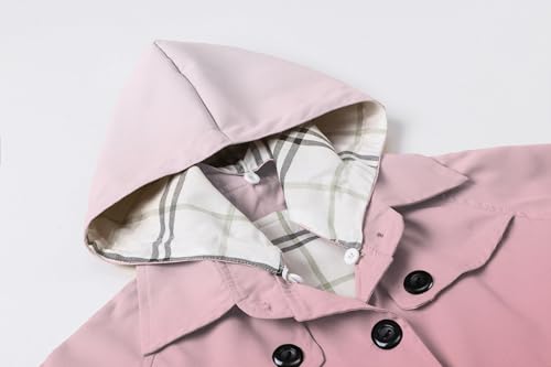 Image of Betusline Girl's Single Breasted Trench Coat Hooded Dress Coat Outerwear, 2-14 Years