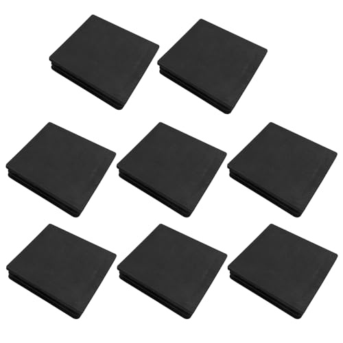 Image of Bonsicoky 4 inch Square Plastic Plugs, Black, 8 Pack | Tubing End Caps, Insert for Square Tube, Furniture Legs