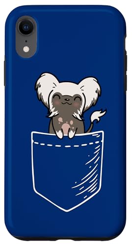 Funny Cute Kawaii Kids Pocket Chinese Crested Dog Lover �X�}�z�P�[�X iPhone XR �p