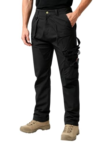 Uoyenit Men's Tactical Cargo Pants, Lightweight Water Resistant Work Pants with 7 Pockets for Work and Outdoor Black 30