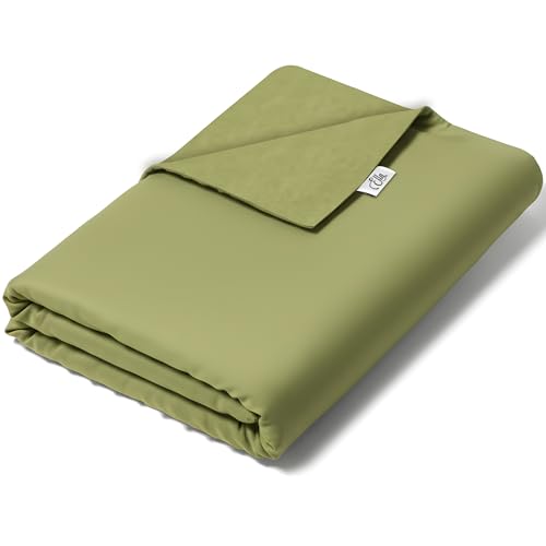 Ella Housse de Couette pour Couverture Lestee 135x200 cm - Fabriqué en 100% Coton - Convient pour 7kg et 9kg de Couverture Lestée Adulte - Vert Olive Clair
