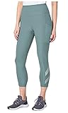 Mondetta Womens Midweight High Waisted Mesh Capri Legging (Medium, Blue)