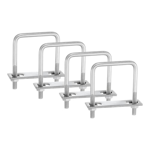 uxcell 4Sets 304 Stainless Steel Square U-Bolts, 2.44" (62mm) Inner Width 3.54" (90mm) Length M8 with Nuts, Frame Plate, Gasket for Automobiles Trailer, Ski Boat, Fishing Boat, Pipelines