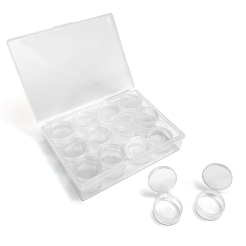 Image of Small Bead Organizers, 24 Pieces Mini Clear Plastic Round Storage Jars for Beads,Buttons, Jewelry