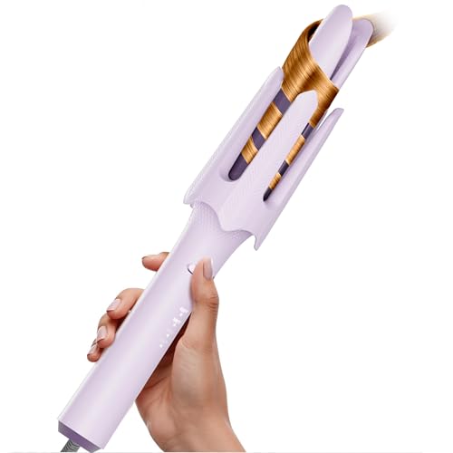 Image of Auto Rotating Hair Curler - 4 Temperature and Timer Settings, Automatic Curling Iron with Automatic Shut-Off, Anti-Tangle and Scalding, Curling Wand for Long Lasting Curls (Purple)