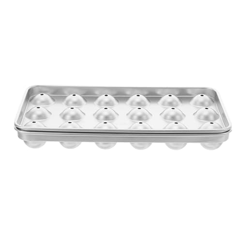 DOITOOL Molde Metálico para Hacer Bolas de Hielo Redondas de Acero Inoxidable 304 Bandeja para 18 Cubitos Grandes Reutilizable para Congelar Bebidas y Cócteles en Casa