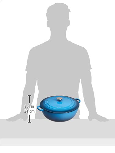 AmazonCommercial Enameled Cast Iron Covered Braiser, 7.5-Quart, Blue