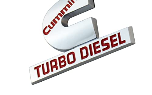 Image of 2PCS 4.4Inch Cummins Turbo Diesel Emblem Badge Compatible for RAM 1500 2500 3500 (Chrome Red)