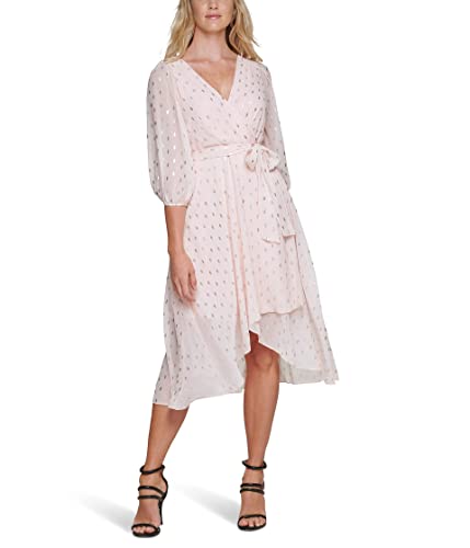 DKNY Women's Midi Wrap Dress, Powder PINK, 36