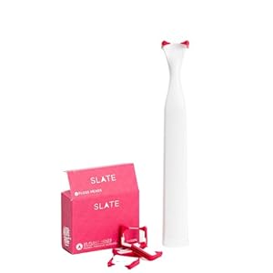 Slate Electric Flosser with 25 Pink Reusable Floss Heads | Reusuable Flossing Tool – Power Flosser with Woven Floss, Tongue Scraper & Gum Scraper