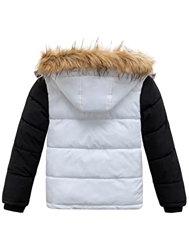 Wantdo Little Kids Boy's Hooded Warm Winter Coat Thick Puffer Jacket Waterproof Outerwear White 6-7 #TOP1