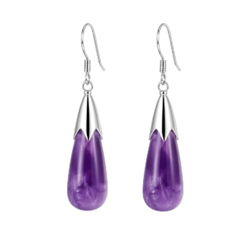 Natural Amethyst Earrings for Women Crystal Dangle Drop Birthstone Jewelry - image 1