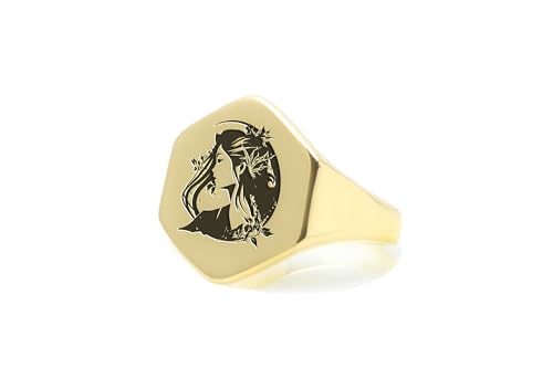 Bague féminisme en or 14k : bijou gravé femmes japonaises en forme de coeur