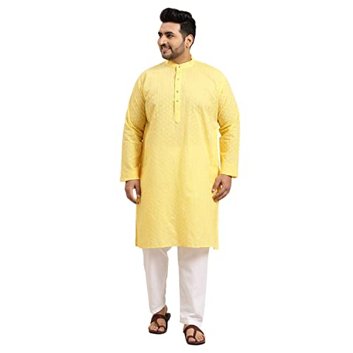 Sojanya PLUS (Since 1958), Men's 100% Cotton Chikankari Kurta & Off-White Churidaar Pyjama4