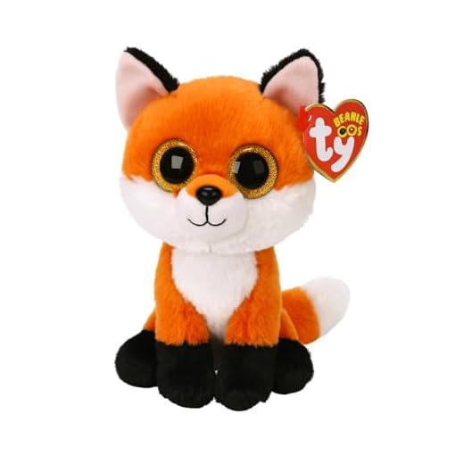 TY - Peluche - Beanie Boos - Volpe - Meadow - Arancione - Occhi dorati grandi e glitter - Il pupazzo con gli occhi grandi scintillanti - 15 Cm - 36379