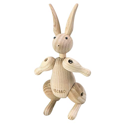 image for HSOMiD 6.6 - Inch Artists Wooden Rabbit Figurine Wild Animal Rabbit Mo
