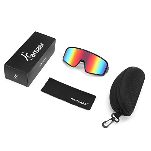 Karsaer Vision Large Shield Sunglasses Neon Visor Shades Wrap Around Glasses 80S 90S Style For Cycling Sports Baseball #TOP6