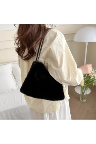 Ulisty Women Small Faux Rabbit Fur Tote Bag Furry Underarm Bag Plush Shoulder Bag Fashion Purse Handbag4