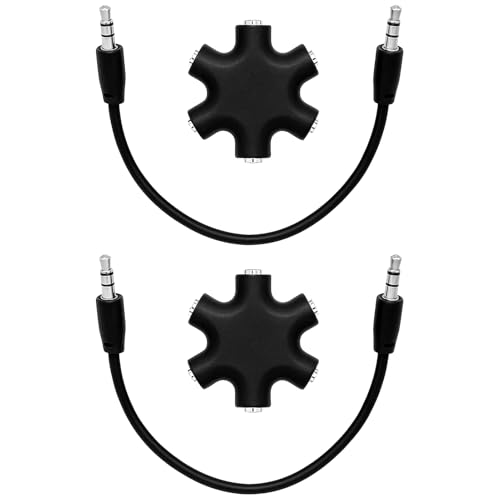 2PCS Répartiteur Audio 5 Jack 3,5 mm pour Casques, Audio Headphone Splitter et Multiprise Audio Universelle, Répartiteur Casque Mini Jack pour Partage...
