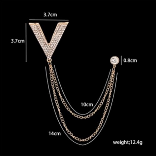 Image of 2PCS Crystal Hanging Chain Brooch Suit Pin for Men Women Vintage Crown Cross Star Diamond Broochs Gold and Silver Wedding Brooch for Clothes Dress Hats Bags Accessory