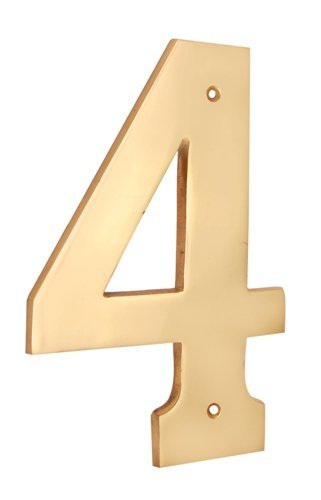 Adonai Hardware 8" Brass Numeral "4" - Polish Lacquered