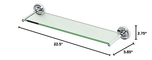 Gatco 5077 Designer Ii Glass Shelf, Chrome/Wall Mounted 22.50" X 5.85" Tempered Glass Shelf #TOP3
