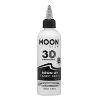 Moon Glow - Neon UV 3D Fabric Paint - 125ml - White - Textile paint for clothes, t-shirts, bags, shoes & canvas