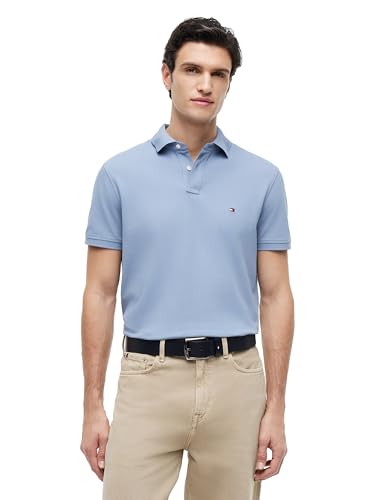Image of Tommy Hilfiger Men's Short Sleeve Polo Shirts in Regular Fit With Stretch and Organic Pique Cotton