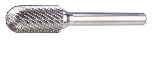 3/16" Cut Diam, 5/8" Cut Length, 1/4" Shank Diam, Cylinder with Radius, Double Cut Burr Carbide, Radius End, 2" OAL, Industry Spec SC-14-D