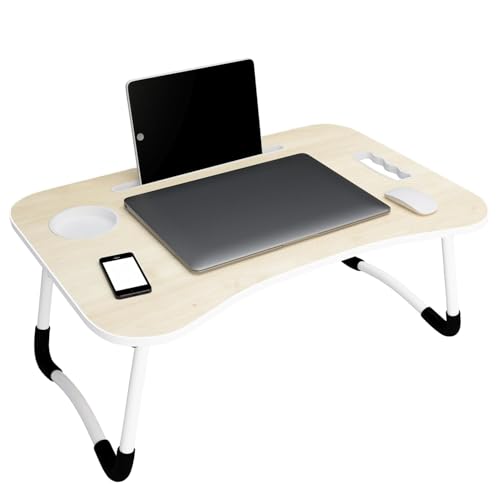 Image of Tarkan Stud Foldable Wooden Mini Lapdesk for Couch, Sofa Bed, Study Tray Table Stand for Writing (White)