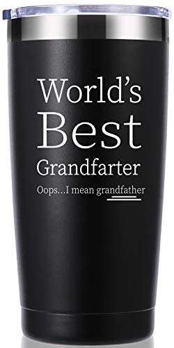 World's Best Grandfarter I Mean Grandfather 20 OZ Tumbler.Grandpa Gifts.Birthday Gifts,Christmas Gifts for Men,New Grandpa,Grandpa Again,Granddad,New Grandfather,Husband,Men Travel Mug(Black)