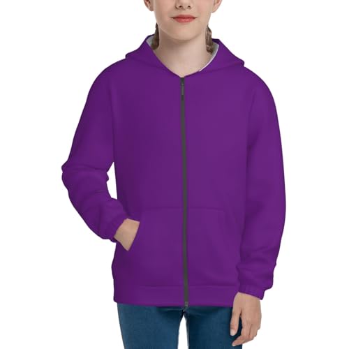 Purple Kid Hoodies Boys Zip Up Sweatshirts Girls Pullover with Pocket3