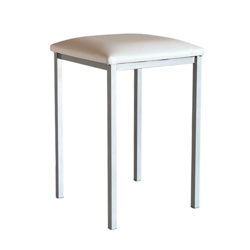 Sueña y Descansa Conjunto de 2 Taburetes de Cocina Aluminio Tapizado Polipiel Blanca - imagen 3