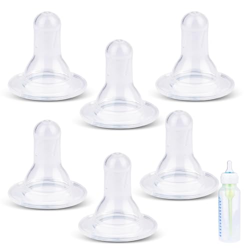 Image of CERCGVEL 6 Packs Silicone Bottle Nipples Compatible with Dr. Brown’s Natural Flow Level 2 Narrow Bottle, Replacement Bottle Nipple BPA-Free, No Spill, Anti-Colic, (Level 2, 3m+, Medium Flow)