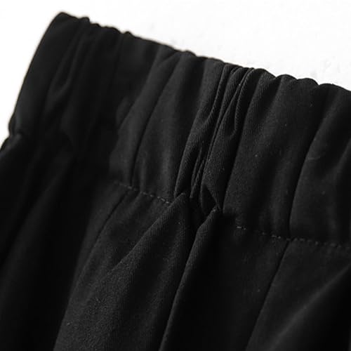 JOAU Women's Casual Cotton Skirt Elastic High Waist Peasant A-Line Midi Skirts with Pockets Summer Solid Pleated Beach Skirt4