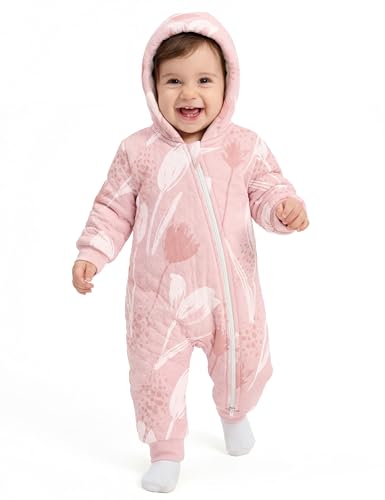 Unnivoll Baby Winter Clothes Cotton Baby Snowsuit 12-18 Months for Boys Girls Long Sleeve Onesie Hooded Romper Newborn Jumpsuit Outfits with Two Way...