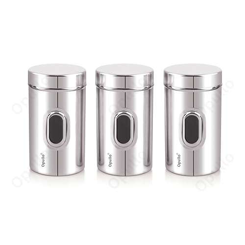Image of Opullo Mother's Choice See Through Containers | Small Steel Containers | Steel Container with Lid | Stainless Steel Slim Container | Ubha Dabba | Steel Airtight Container | 500 GMS | Pack of 3