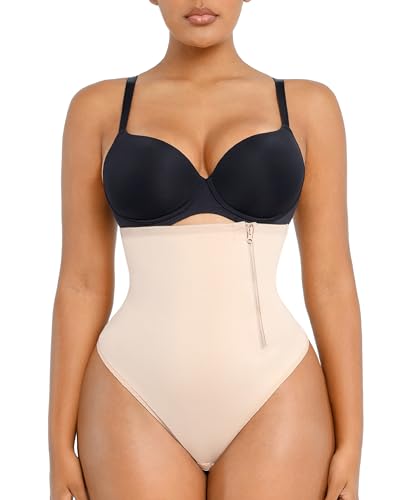 SHAPELLX Tummy Control Shapewear Side Zipper Panties Body Shaper for Women Compression Shapewear Thong Girdle Waist Shaper