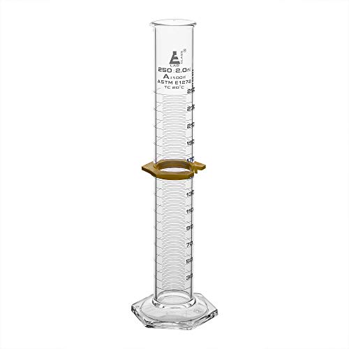 Cylindre gradué 250 ml classe A avec tolérance de haute précision de 1,00 ml