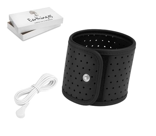 Earthing Grounding-Armband, Erdungskabel, 4,5 m, verstellbares Band für Handgelenk und Knöchel, schwarz, atmungsaktiv