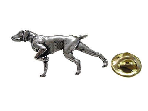 Épinglette pointeur pour chien en relief finitions argentées haut de gamme