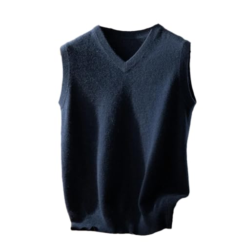 Men's Cashmere Knit V-Neck Sleeveless Vests Slim Fit Casual Knitted Pullovers Soft Sweaters