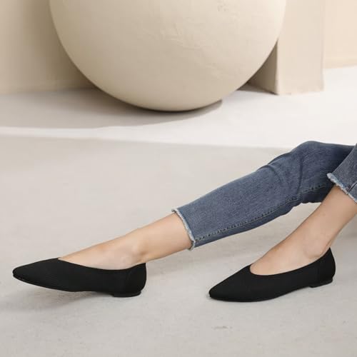 Vipost Women's Ballet Flats Slip On Foldable Knit Dress Shoes Lightweight Breathable Pointed Toe Casual Dressy for Work Office Wedding Travel Comfortable Flats4