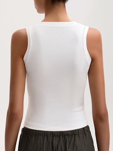 Women's High Neck Tank Top Crop 2025 Slim Fitted Ribbed Crew Neckline Sleeveless Tanks for Going Out4